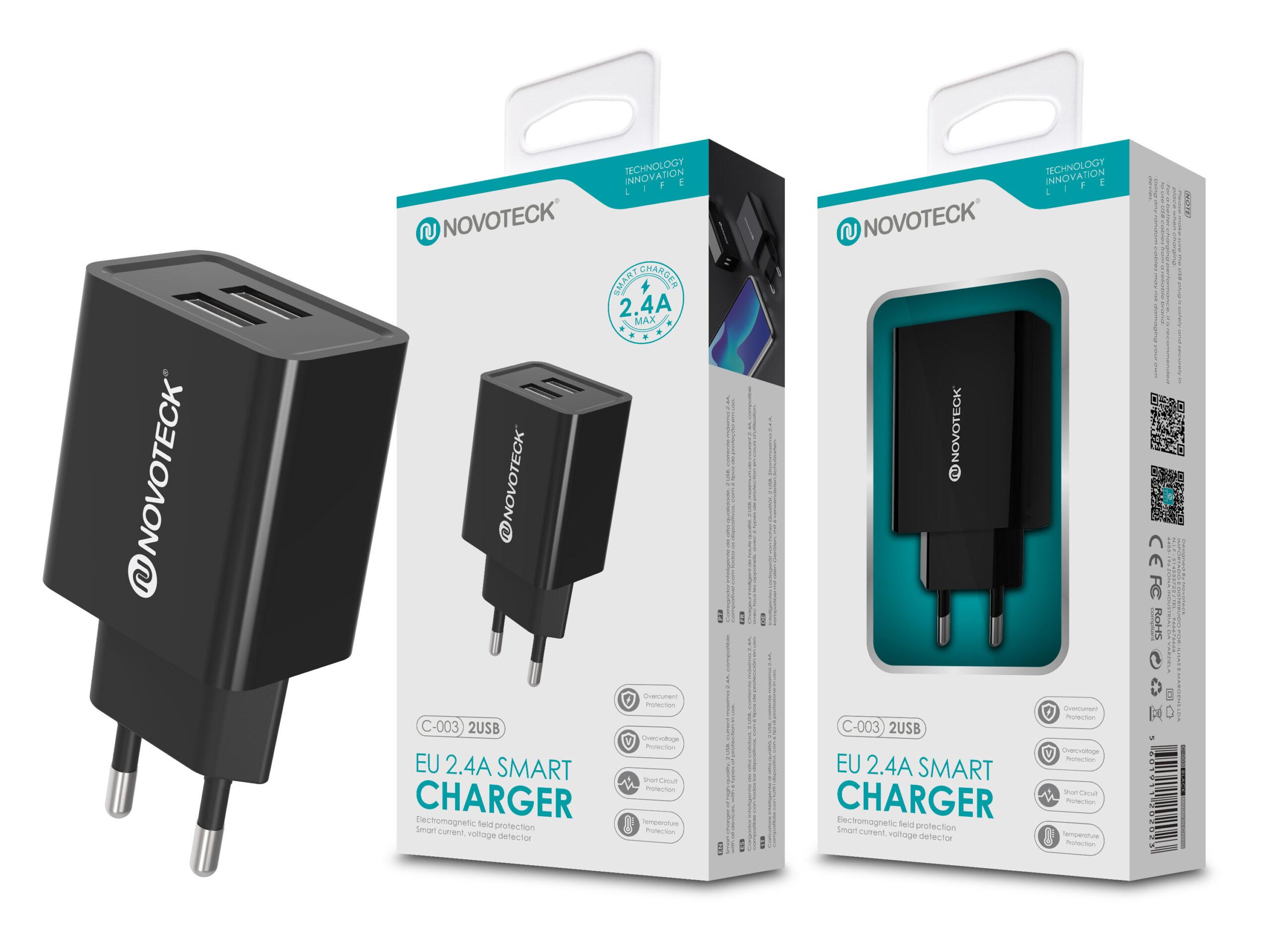 Carregador 2.4A 2 USB Negro NOVOTECK C - 003