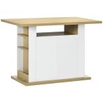 Ilha de Cozinha para 4 Pessoas com 4 Portas, Compartimentos Abertos e Prateleira Ajustável 110x70x75,5 cm Carvalho e Branco