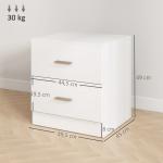 Mesa de Cabeceira Moderna Mesinha de Cabeceira com 2 Gavetas para Sala Quarto Capacidade 30 kg 45x39,5x49 cm Branco