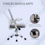 Cadeira de Escritório Ergonômica Giratória com Altura Ajustável Apoio para os Braços Dobrável Suporte Lombar e Encosto Transpirável 62,5x55x94 - 104 cm Cinza