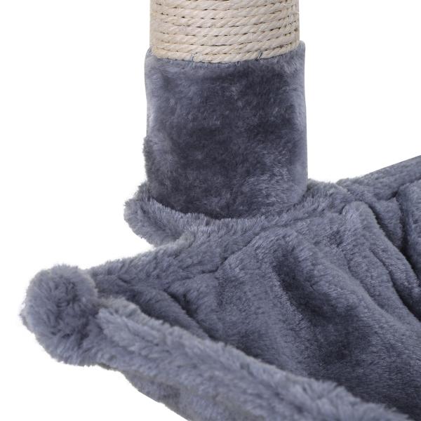 Árvore Arranhador para Gatos Torre para Gatos 50x36x70 cm com Rede Plataforma Poste de Sisal e Bola Suspensa Cinza