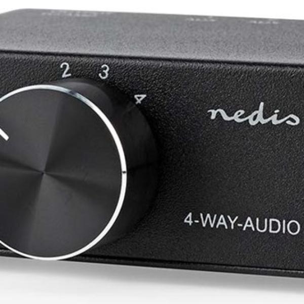 Comutador Selector de Áudio Analógico 4 Entradas - NEDIS