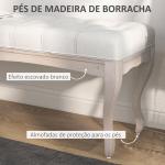 Banco Pé de Cama com Pés de Madeira e Assento Acolchoado para Dormitório Entrada Corredor 110x37x49 cm Creme