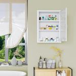 Armário de Parede para Medicamentos de Aço com 3 Prateleiras e 2 Chaves para Casa de Banho 40x15x53,5 cm Branco