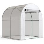 Estufa de Jardim 180x180x200 cm Estufa Tipo Túnel Pequena com Porta Enrolável e Janela de Malha para Cultivar Plantas Flores Branco