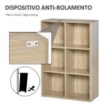 Estante para Livros Estante de Madeira de 3 Níveis com 6 Compartimentos de Armazenamento65,5x30x97,5cm Carvalho