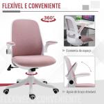 Cadeira de Escritório Giratória Função de Inclinação Altura Ajustável Ergonômica com Apoio de Braço Elevavel Carga 120 kg62,5x60x94 - 104 cm Rosa