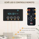 Aquecedor Elétrico de Parede 1000W/2000W 54,5x12x21,5 cm Preto