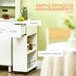 Carrinho de Cozinha com 1 Gaveta e 2 Prateleiras Abertas Carrinho de Cozinha Auxiliar cm Rodas 25x50x85cm Branco