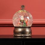 Bola de Neve com Música e Luzes Globo de Neve com Cena de Pai Natal e Criança Decoração de Natal Bronze