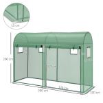 Estufa Jardim Tipo Túnel com 4 janelas e 2 portas para Plantas de PE de aço 300x100x200 cm Verde