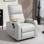 Poltrona de Massagem Poltrona Relax Elétrica com 4 Modos de Vibração Reclinação 145° Mesa 2 Bolsos Laterais 77x93x105 cm Cinza