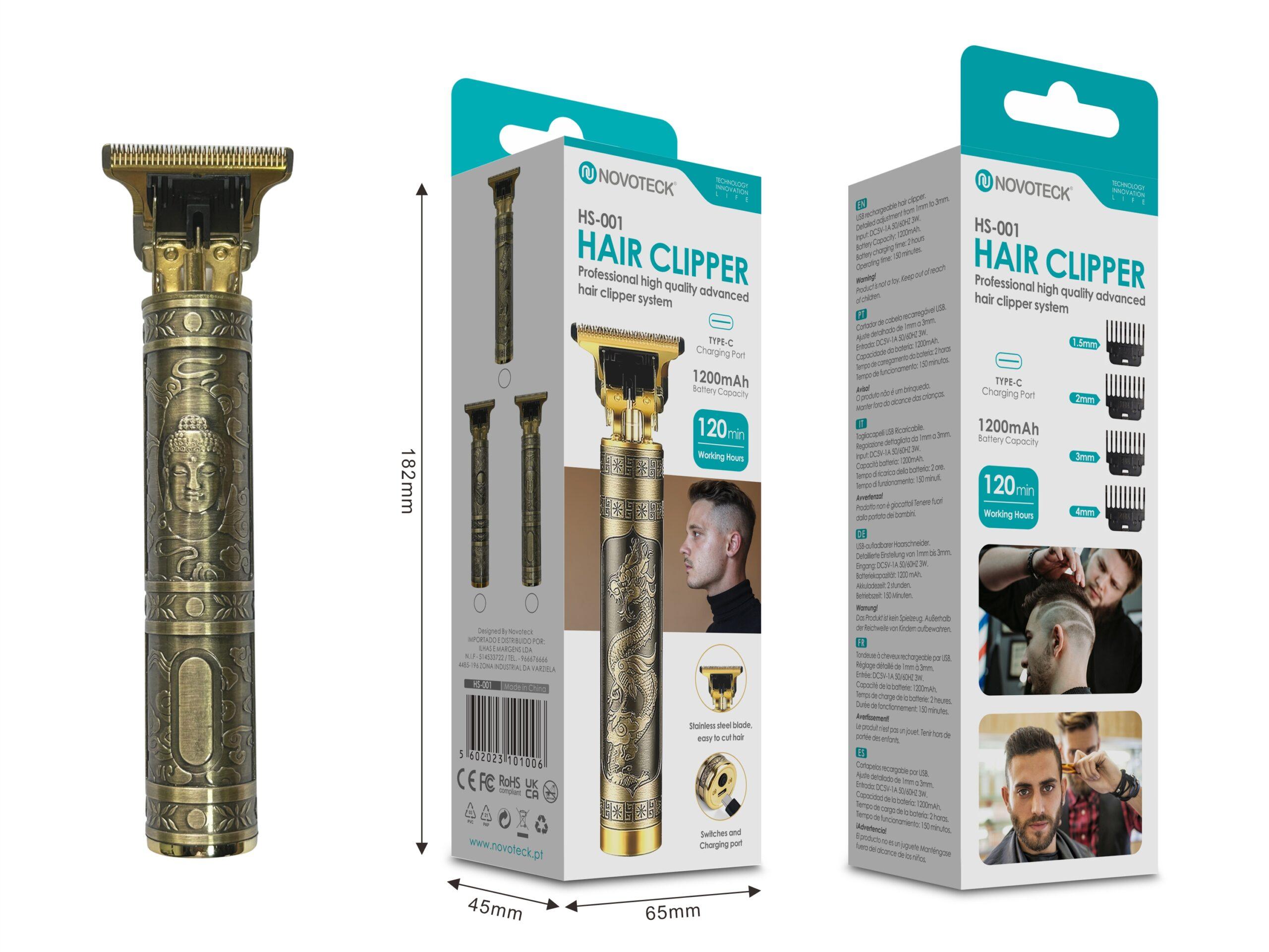 Cortador de Cabelo Profissional NOVOTECK HS - 001 - Design Buda