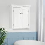 Armário Casa de Banho de Parede com Prateleiras Ajustáveis e Portas com Fechadura Magnéticas 58x24x60 cm Branco