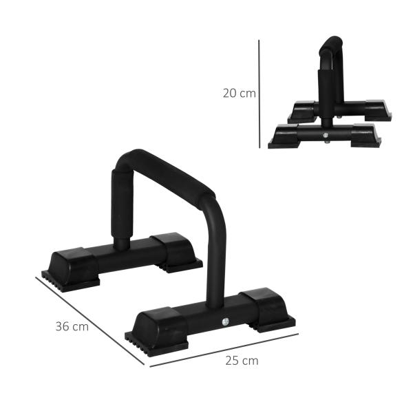 Barras Paralelas em Aço com Base Antiderrapante e Pegas Acolchoadas para Treino de Fitness 36x25x20 cm Preto
