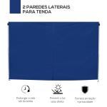 2 Paredes Laterais para Tenda Parede Lateral de Tecido Oxford com 2 Janelas 3x2 m Azul