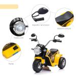 Motocicleta Elétrica Infantil com 3 Rodas Triciclo a Bateria 6V para Crianças de 18 - 36 Meses com Farol Buzina 72x57x56cm Amarelo