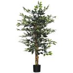 Ficus Artificial com Troncos Planta Artificial com Vaso e 702 Folhas Realistas para Ø15x130 cm Verde