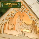 Calendário de Advento de Madeira com Luzes Calendário de Advento com 24 Caixas de Contagem Regressiva 26,6x6x30 cm Madeira