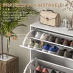 Sapateira Moderna com 2 Gavetas Rebatíveis e Prateleias Ajustáveis para 16 Pares de Sapatos Sapateira Compacta 81,5x25x83 cm Branco