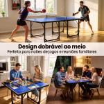 Mesa de Ping Pong Dobrável Mesa de Ping Pong Profissional com Rede e Estrutura de Aço para Interior e Exterior 182x91x76 cm Azul