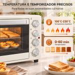 Forno Elétrico de Bancada 32L 1600W com 3 Modos de Calor, Temporizador e Temperatura Regulável, 52,2x38,1x33,5 cm, Creme