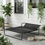 Cama Elevada para Cães Respirável para Cães Pequenos 91x69x29 cm Tecido de Textilene Apoio de Cabeça Preto