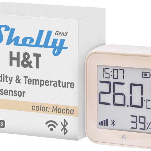 Monitorizador Ambiental de Temperatura/Humidade Wi - Fi Display e - ink (Marfim) - Shelly H&T gen3 Ivory