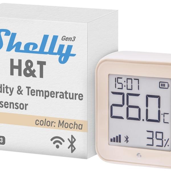 Monitorizador Ambiental de Temperatura/Humidade Wi - Fi Display e - ink (Cast. Claro) - Shelly H&T gen3