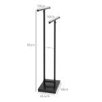 Toalheiro de Pé de Metal Escada para Casa de Banho com 2 Barras em Forma de T Design Moderno 50x18,5x85 cm Preto