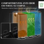 Papelera de Cozinha em Aço Inoxidável com 3 Compartimentos 3x15L com Pedais, Tampas de Fecho Suave e Balde Removível Preto
