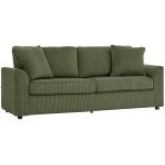 Sofá de 3 Lugares Sofá Sala de Estar 212x80x88 cm Estofado em Veludo Canelado com 2 Almofadas Desenho Moderno Verde