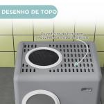 Caixa de Areia para Gatos com Pá Bandeja Removível 2 Portas Entrada Frontal e Saída Superior 52x41x38,5 cm Cinzento