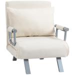 Sofá Cama Individual Sofá Cama Individual Sofá Reclinável com Almofada para Sala Quarto Carga 100 kg 65x69x80 cm Creme