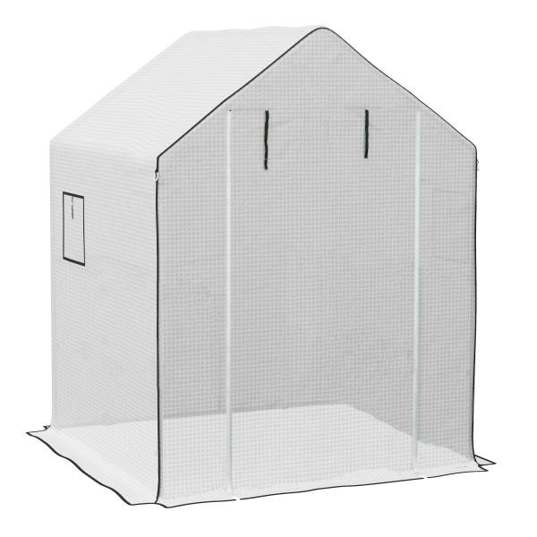 Cobertura de Substituição para Estufa 140x143x190 cm com Janela Porta Anti - UV Proteção de Plantas para Jardim Branco