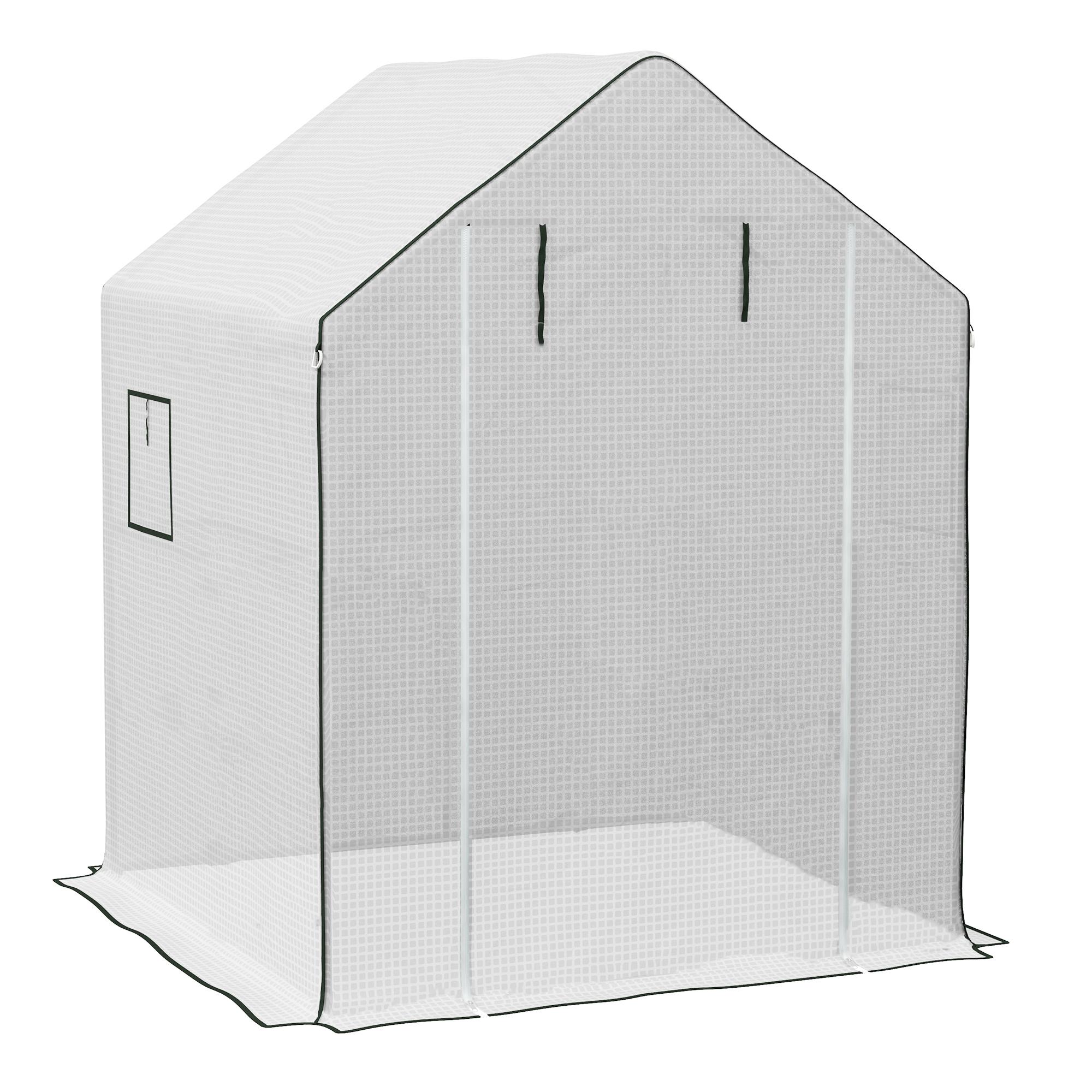 Cobertura de Substituição para Estufa 140x143x190 cm com Janela Porta Anti - UV Proteção de Plantas para Jardim Branco