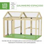 Galinheiro para Exterior 140x88,5x106 cm para 1 - 3 Galinhas com Estrutura de Madeira e 2 Portas com Fechadura Madeira Clara