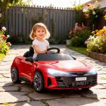 Carro Elétrico AUDI RS E - Tron GT 12V com 2 Motores Controlo Remoto Faróis LED Buzina Música USB 3 - 5km/h 103x58x41 cm Vermelho