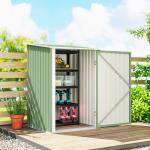Abrigo de Jardim Metálico 0,92 m² 100x103x160 cm com 1 Porta e Fecho para Armazenamento Ferramentas Verde Claro