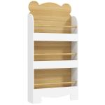 Estante Infantil de 3 Níveis Estante para Livros Infantil Desenho de Ursinho 55x15x110 cm Branco e Madeira