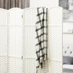Biombo de 4 Painéis Separador de Ambientes Dobrável 160x170 cm para Sala de Estar Dormitório Escritório Branco