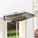 Marquise Exterior para Portas e Janelas 200x96 cm com Barra de Liga de Alumínio, PP e Policarbonato, Castanho