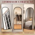 Espelho de Pé Espelho de Corpo Inteiro 60x165 cm com Estrutura de Liga de Alumínio e Suporte para Sala Quarto Preto