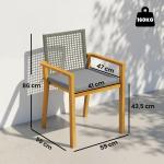Conjunto de 2 Cadeiras de Jardim Exterior em Madeira Empilháveis com Almofadas Removíveis Braços Encosto 59x55x86 cm Madeira