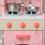 Cozinha de Madeira para Crianças com Sons Fogão Forno Micro - Ondas Máquina de Gelo e Acessórios 90x33,3x91,6 cm Rosa