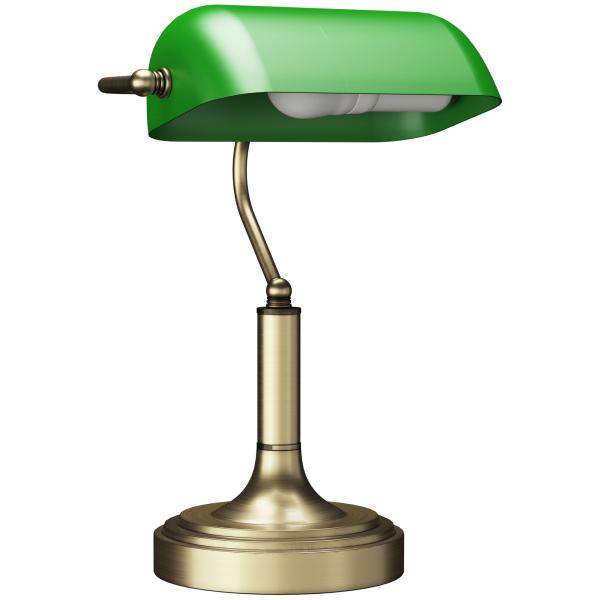 Candeeiro de Mesa Banqueiro Candeeiro de Mesa Vintage E27 com Ecrã Orientável a 45° 26,8x22x39,5 cm Verde