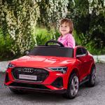Carro Elétrico Audi E - Tron 12V para Crianças acima de 3 Anos com Controle Remoto Faróis Buzina Música MP3 TF USB e Abertura da Porta 3 - 8km/h 108x60x47cm Vermelho