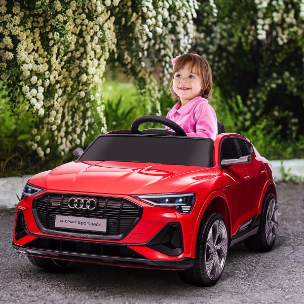 Carro Elétrico Audi E - Tron 12V para Crianças acima de 3 Anos com Controle Remoto Faróis Buzina Música MP3 TF USB e Abertura da Porta 3 - 8km/h 108x60x47cm Vermelho