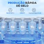 Máquina de Fazer Gelo Silenciosa 12 kg em 24 Horas 9 Cubos em 6 - 12 Minutos Depósito de Água 1,3 L 22,2x29,4x29 cm Preto