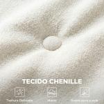 Sofá de 3 Lugares em Chenille sem Estrutura com Assento Profundo e Acabamento Capitoné, Creme
